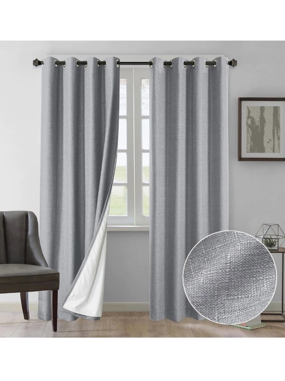 50x96 Gray 100% Blackout Curtains